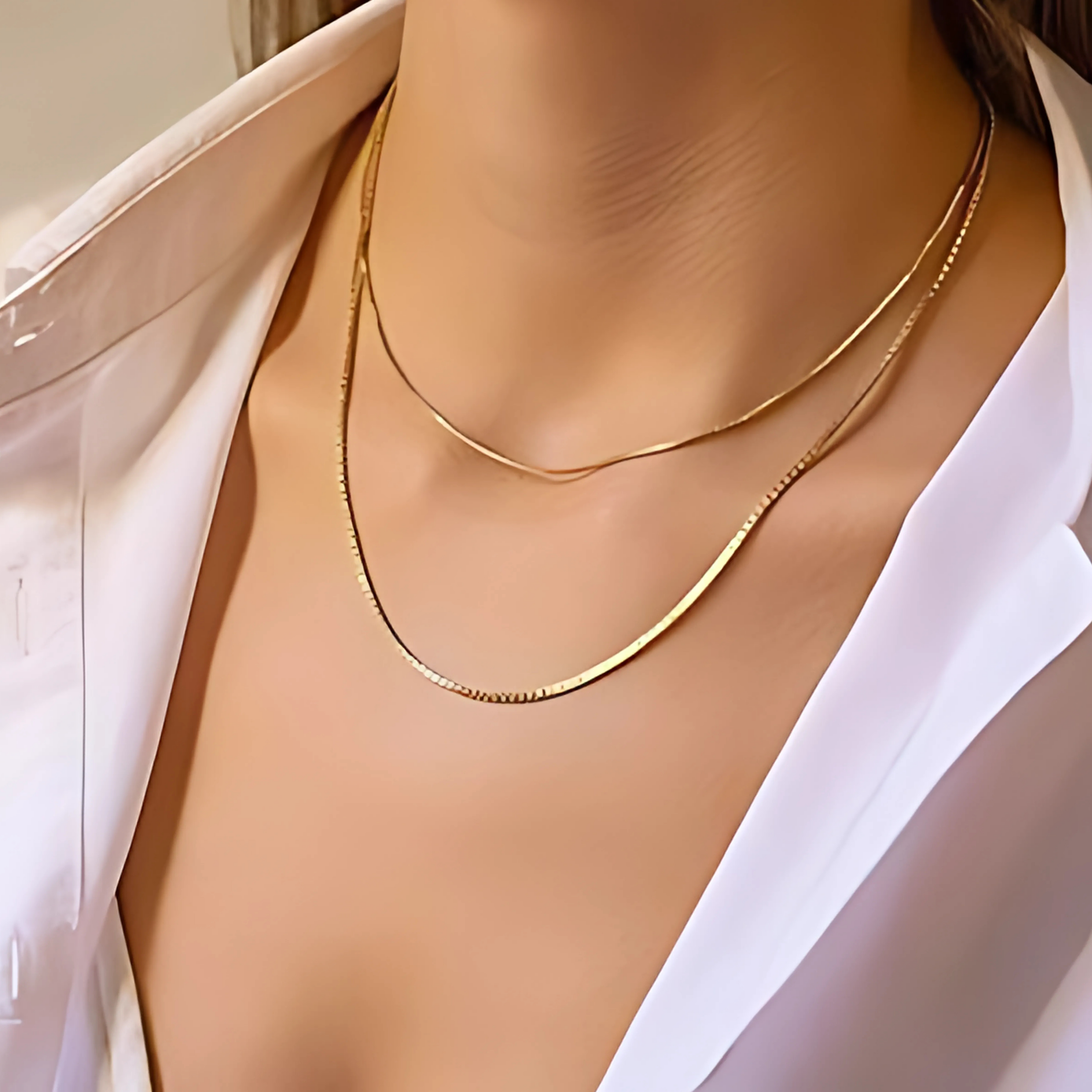 GOLD PLATED SNACK CHAINS FOR WOMES